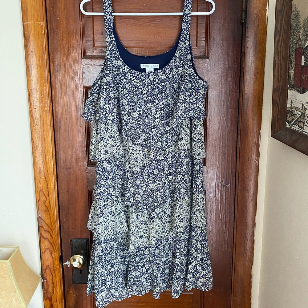 Layered blue and cream dress